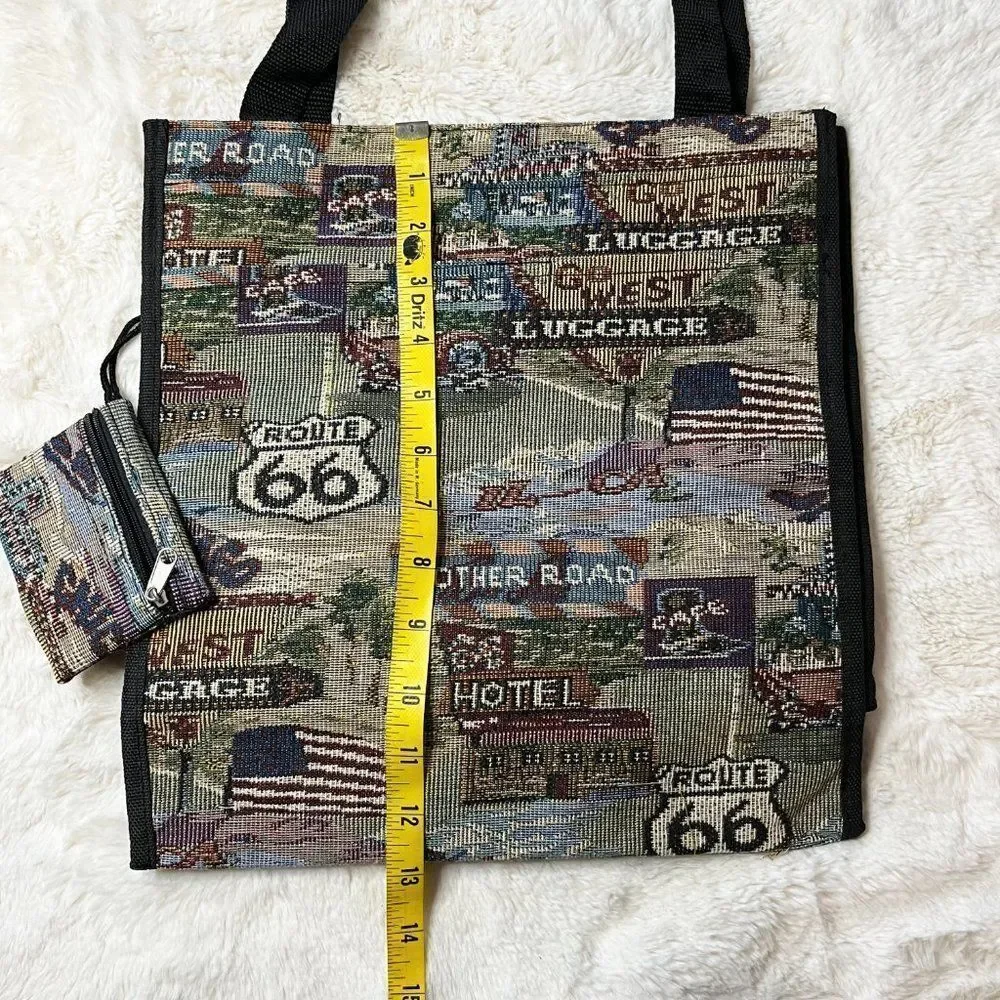 Vintage Pioneer Express Route 66 Tapestry Canvas Tote‎ NWOT